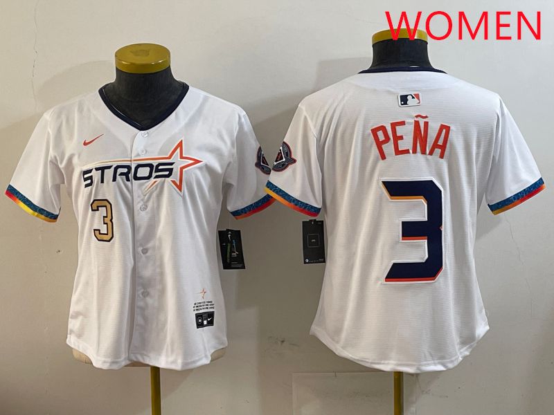 Women Houston Astros #3 Pena White Fourth generation Joint Name 2025 Nike MLB Jersey style 2